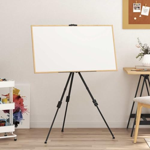 Kaloriko staffli justerbar svart metall med bärväska, höjd 51,5–165 cm, stabilt stativ, mångsidigt för presentation, verkstad, möte, flipchart, whiteboard, skrivtavla