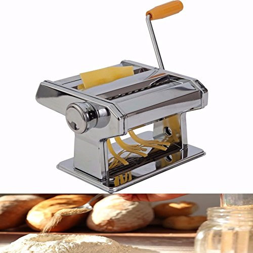 NUO DOBO® Macchina Manuale per Pasta in casa Acciaio Cromo con 6 spessori sfoglia e Morsetto - Colore Argento