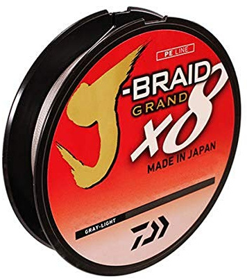 Daiwa, J-Braid x8 Grand Braided Line, 150 Yards, 30 lb Tested, .011 Diameter, Light Gray