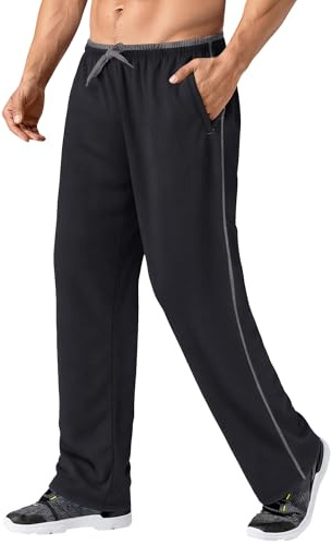 MAGNIVIT Men's Sweatpants Track Pants Open-Bottom Sweat Pants Black/Grey L