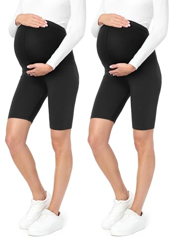 Be Mammy Dams Korta Moderskap Leggings Tights 2Pack BE20-228 (2Pack Svarta Prickar/Svarta Prickar, M)