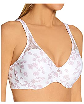 Bali Minimizer, Passion for Comfort Full-Coverage Underwire Bra, Seamless Cups Sujetador Reductor, Transparente, Estampado Floral Blanco, 95C para Mujer