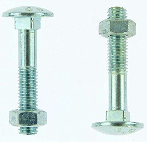 100 x Dresselhaus M8 x 45 Flachrundschrauben mit Vierkantansatz & Mutter Mu, galv. verzinkt DIN 603 M 8 Schlossschrauben ISO 8677 (100, M8 x 45)