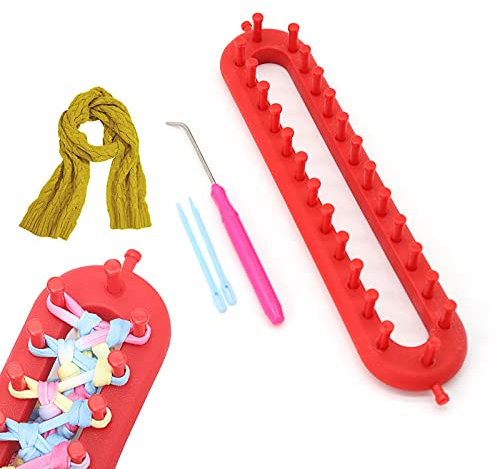 kiptyg Strickrahmen Rund Strickhandwerk Strickhandwerk Set mit Stricknadeln und Häkelnadeln, Geeignet für Schals (Rot, 26cm 1 Satz)