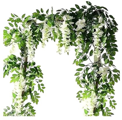 ZEACCT 2 pezzi di vite di fiori artificiali 2M/6,5 piedi di glicine finti appesi ghirlanda di fiori di vite per la decorazione della parete decorazione della festa in giardino di nozze della casa