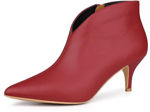 Allegra K Botines de tacón de aguja para mujer, Red, 5 UK