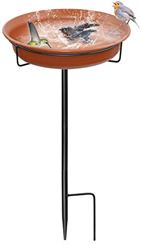 MERYSAN 50,8 cm freistehende Vogeltränke für den Außenbereich, leicht, abnehmbar, Outdoor-Vogeltränke mit stabilem Metallpfahl, verstellbarer Vogelfutterspender für Garten, Terrasse, Hof,