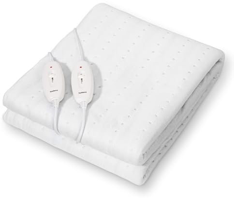 Todeco Calefacción bajo la Cama, Calientacamas Eléctrico Doble 160 x 140 cm, 3 Niveles de Temperatura, protección contra sobrecalentamiento