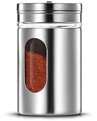TONZN Adjustable Dry Rub Shaker with Holes for Medium and Coarse Grind Seasonings, Stainless Steel, 1-Cup Capacity (Size : S) (Stainless Steel L)