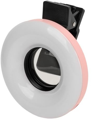 Mini Lente Macro para Teléfono Celular, Luz de Anillo con Clip con Zoom de 15X, 3000K-6500K 5 Flashes Externos de Atenuación para Teléfono Celular Lente de Luz para Selfies para
