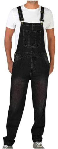 NUSGEAR 2024 Mono Pantalones de Vaqueros Hombre Peto Trabajo Bib Suelto Jumpsuit con Bolsillos Mezclilla Moda Casual Fiesta Pant Jeans Roto Denim Pantalones