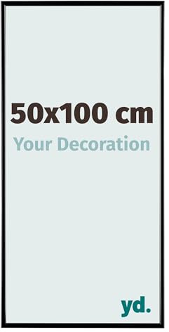 Your Decoration - Bilderrahmen 50x100 cm - Schwarz Hochglanz - Bilderrahmen aus Kunststoff mit Acrylglas - Antireflex - 50x100 Rahmen - Evry