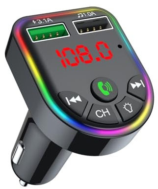 Stock Lider-Transmisor FM con Bluetooth para Coche, modulador, Reproductor MP3, Pantalla LED de Colores, Kit de Manos Libres 3.1A, Cargador USB Dual para Coche (B)