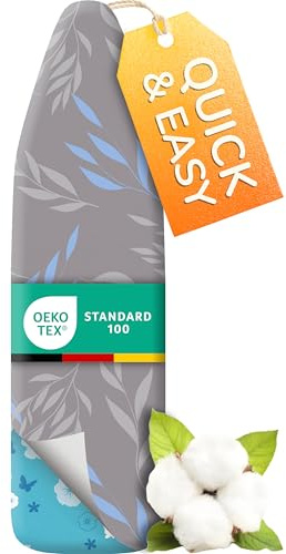 Super Soft Ironing Board Cover and Pad – 50% Faster Ironing with Heat Reflection Technology, Thick Natural Cotton, Heavy-Duty & Scorch Resistant – Made in Germany – 15x54 Standard Size