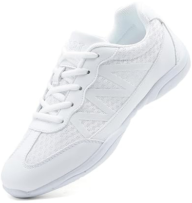 FRTUBOP Scarpe da cheerleading Cheer da donna e ragazza, scarpe da ginnastica da ballo, yoga, fitness, ginnastica, allenamento EU28-44, bianco, 36 EU