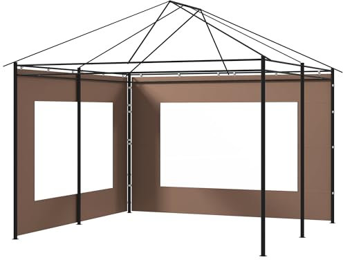 Outsunny Paredes Laterales para Carpa de 2 Paneles 295x195 cm Paredes Laterales de Repuesto de Tela Oxford con Ventana para Carpas de 6x3 m 3x3 m Marrón