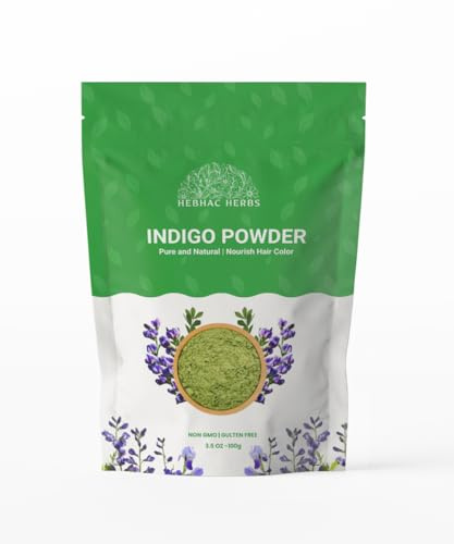 Indigo Powder for Hair Color/Beard Dye by Hebhac Herbs | Natural Indigo Hair Color for Black & Dark Hair | Indigofera Tinctoria | 3.5oz (100g) Natural Hair Dye Powder