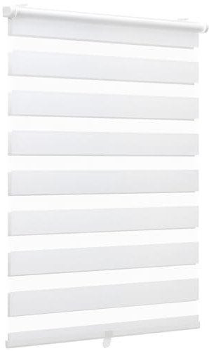 Sekey Doppelrollo Klemmfix ohne Bohren Doppelrollo Duo Rollo Schnurlos Rollo Faltrollo 75x130cm, Weiß