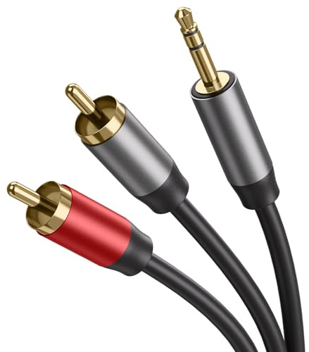Oumida jack till RCA-kabel, 3,5 mm jack chinch stereo ljudkabel för TV, PC, mobiltelefon, MP3-spelare, hemmabio, bilradio, surfplatta, förstärkare, soundbar, högtalare (1,5 m)
