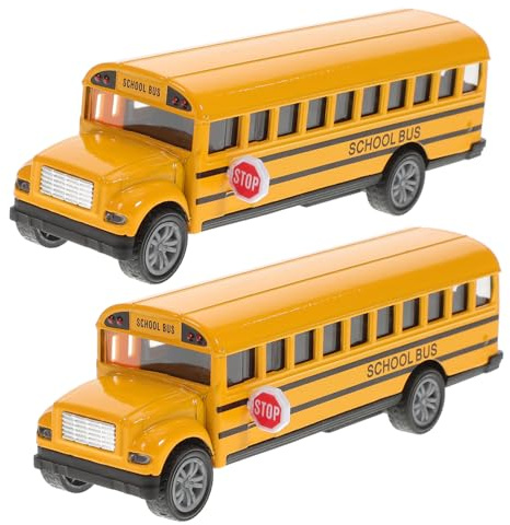 ZUNOXAZ 2pièces Jouets Autobus Scolaire à Tirer Modèles De Véhicules pour Garçon Fille Lot de Jouets Autobus