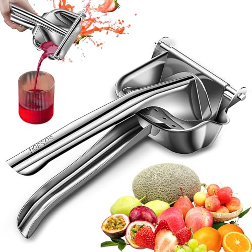 Lemon Juicer, Stainless Steel Manual Citrus Press & Handheld Squeezer, Heavy Duty S304 Metal Lemonade Maker for Orange, Lime, Grapefruit, Pomegranate, Dishwasher Safe