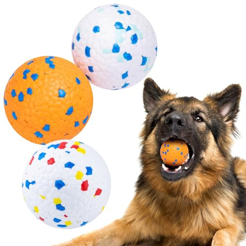 Euablfo Lot de 3 balles pour Chien indestructibles Balles pour Balle de Jeu Interactive Chiens Balle de Tennis Durable Convient Les Grands Moyens et Petits Chiots Lot de 3 balles