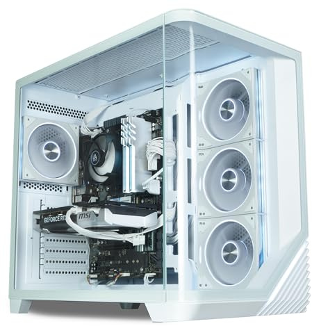 ionz Gaming PC - Desktop Computer, Ryzen 7 5800X, Nvidia RTX 5060, 16GB RGB RAM, 1TB NVMe SSD, 650W 80+ PSU, WiFi, Windows 11, White - Venus Flow