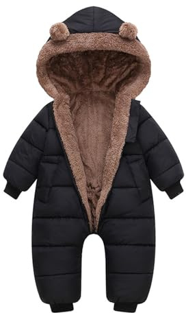 Generisch Traje de nieve para bebé y niña, traje de invierno con capucha, mono con capucha, traje de oso, abrigo cálido para bebés