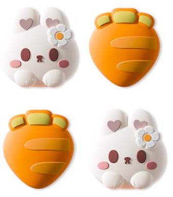 GeekShare 4PCS Thumb Grip Caps for Switch 2, Cute Silicone Joystick Caps Soft Thumbstick Cover Compatible with Switch 2025 - Rabbit & Carrot