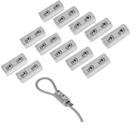 Clip per funi metalliche in rame, confezione da 40, design a doppio foro per cavi da 1,5-2 mm, fissaggio sicuro per stendibiancheria per interni ed esterni