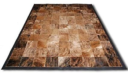 VIP Pelle Nuova Tappeto in Pelle di Mucca Patchwork. Design Esclusivo. Codice AR120 120 cm x 180 cm Marrone