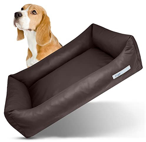 dogsfavorite Hunde-Bett - waschbares Hundekörbchen - hochwertiges Hundesofa - gelenkschonendes Hundekissen - robuste Hundematte - Hundekorb - Dunkelbraun Mocca - Gr. L 115 x 85 cm