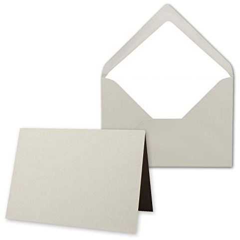 25 x kortpaket med fodrade kuvert – ribbade – DIN B6 – silvergrå – 12 x 17 cm – Näsklevning – NY PAPIER