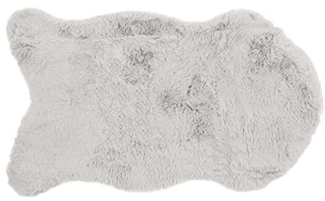 CB Home & Style Kunstfell Dekofell Teppich rosa grau Taupe Creme Sitzkissen Lammfellimitat Felloptik Verschiedene Größen (Grau, 60 x 90 cm)