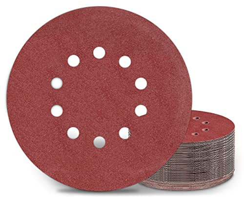 KONGMING 225mm sanding disc 25 Pcs 10 Hole Hook and Loop Grit P120 Sanding pads 9 inch sandpaper for Drywall Sander Long Neck Sander Sanding Giraffe