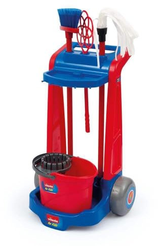 Grandi Giochi - Reinigungswagen Vileda for Kids, die Originalversion Spielzeug mit Besen, Wischmop und Eimer, IAM01200
