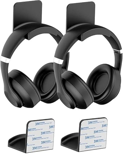 SPORTLINK Supporto da Parete per Cuffie - Universale Gancio Appendi Cuffie staffa stand al Muro, Alla Scrivania al Tavolo (Nero-2 pezzi)