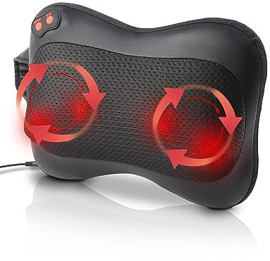 Back Neck Massager, Shiatsu Massager Cushion with Heat, Adjustable Elastic Band, 3 Speeds 2 Massage Directions Alleviate Muscle Soreness in Lower Back, Neck, Can be Used in Home, Office, Car