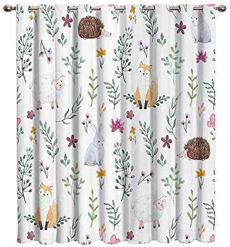 DICOINB Rideau Occultant Oeillet Motif Renard des Animaux De La Forêt,3D Court Moderne 2 Panneaux Rideau Occultant Thermiques pour Salon Chambre Enfant Garcon,120X140Cm(Lxh)/60X140Cm*2,C15