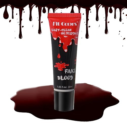 Maquillage de peinture de faux sang d'Halloween, gel de sang de tache de sang de coagulation, modélisation de blessure d'effet spécial sfx zombie Vampire Monster cosplay1.06oz (Noir et rouge)