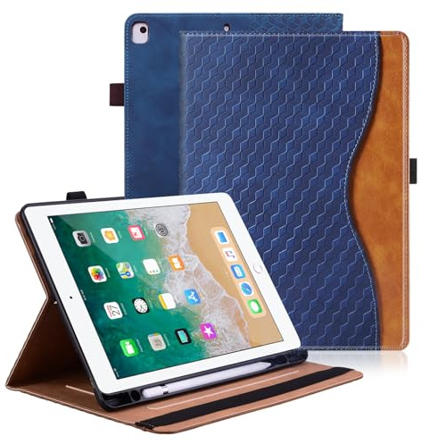 Vkooer Coque pour iPad 10.2 Pouces 9/8/7 Génération - iPad Air 3/Pro 10,5 Housse Cuir PU [Réveil/Veille Automatique] Etui de Protection avec Support Fonction pour iPad 2021/2020/2019, Bleu foncé