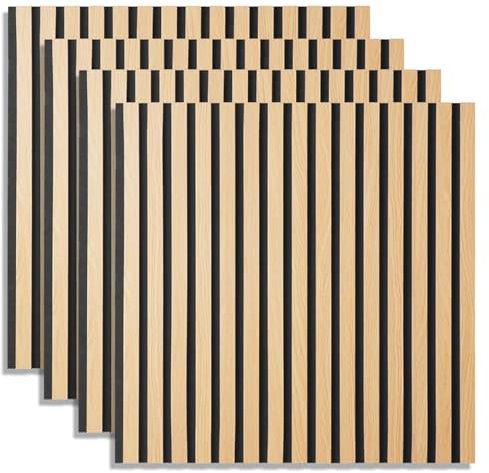 Homestyle4u 2656, Akustikpaneele Holz 60x60 cm 4 Paneele Wandpaneele Wandverkleidung Akustik Wandpaneel Dekorpaneele