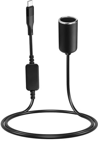 CERRXIAN Câble d'alimentation USB C mâle vers prise allume-cigare 12 V 18 W pour caméra embarquée, détecteur de radar, GPS, bandes lumineuses LED de voiture et autres appareils électroniques