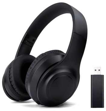 Casque TV Bluetooth pliable avec annulation active du bruit, microphone, audio Hi-Fi et basses profondes - Over-Ear sans fil pour adultes et personnes âgées