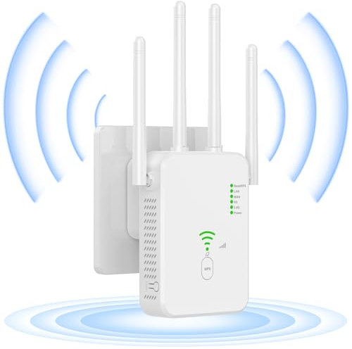 LYPPUL WLAN Verstärker, 300Mbit/s WLAN Repeater Dualband 2,4GHz WLANs-Extender-Signalverstärker mit Repeater/Router/Access Point Modus,WiFi Booster Kompatibel Allen Geräten Mit LAN/WAN Port
