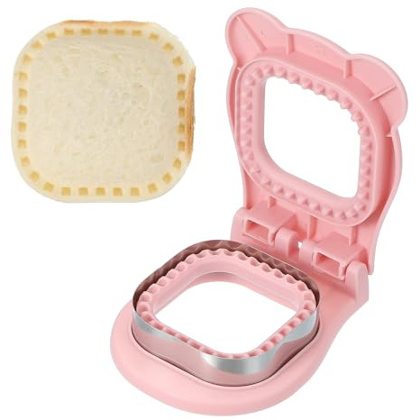 sourcing map Crustless Sandwich Cutter, Square Shape Uncrustable Sandwich Maker Sealer Press Bread Cookie Cutter and Sealer for DIY Breakfast Lunch Afternoon Tea (Pink)