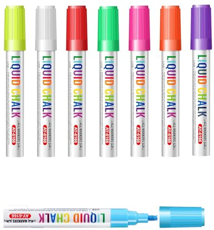 AONAYO 8 Farben Kreidestifte Für Tafel Abwaschbar,Kreidestifte Abwaschbar,Chalk Marker,Kreidemarker Abwischbar,Glasstift Abwaschbar,Fenstermalstifte,Whiteboard Marker Für Fenster,Glas,Metall,Keramik