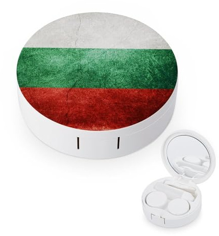 fkgvwo Contact Lens Case Bulgaria Flag Contact Lens Holder Box Container Soak Storage Kit