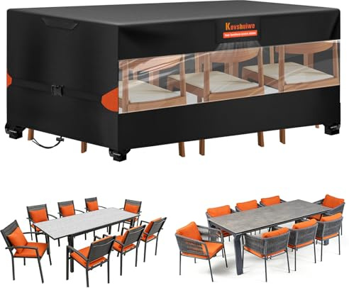 Kovshuiwe Funda Transparente Para Muebles de Jardín de 180x150x74 cm, Tela Oxford 420D, Impermeable, Con Protección Uv. Funda Protectora Uv Para Mesas de Jardín Y Muebles de Patio