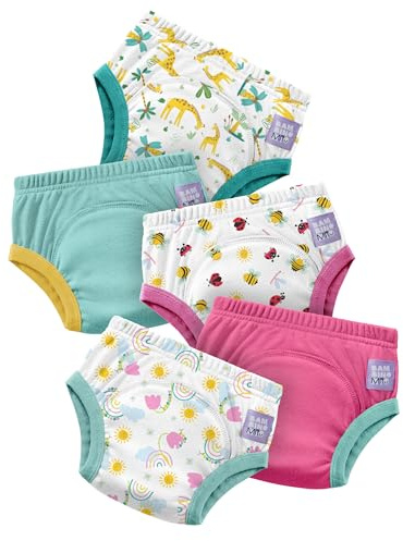 Bambino Mio 5 Pack Reusable Potty Training Pants for Boys and Girls - (Age 2-3 Years) Garden Party, Reusable Cotton Underwear for Toddlers